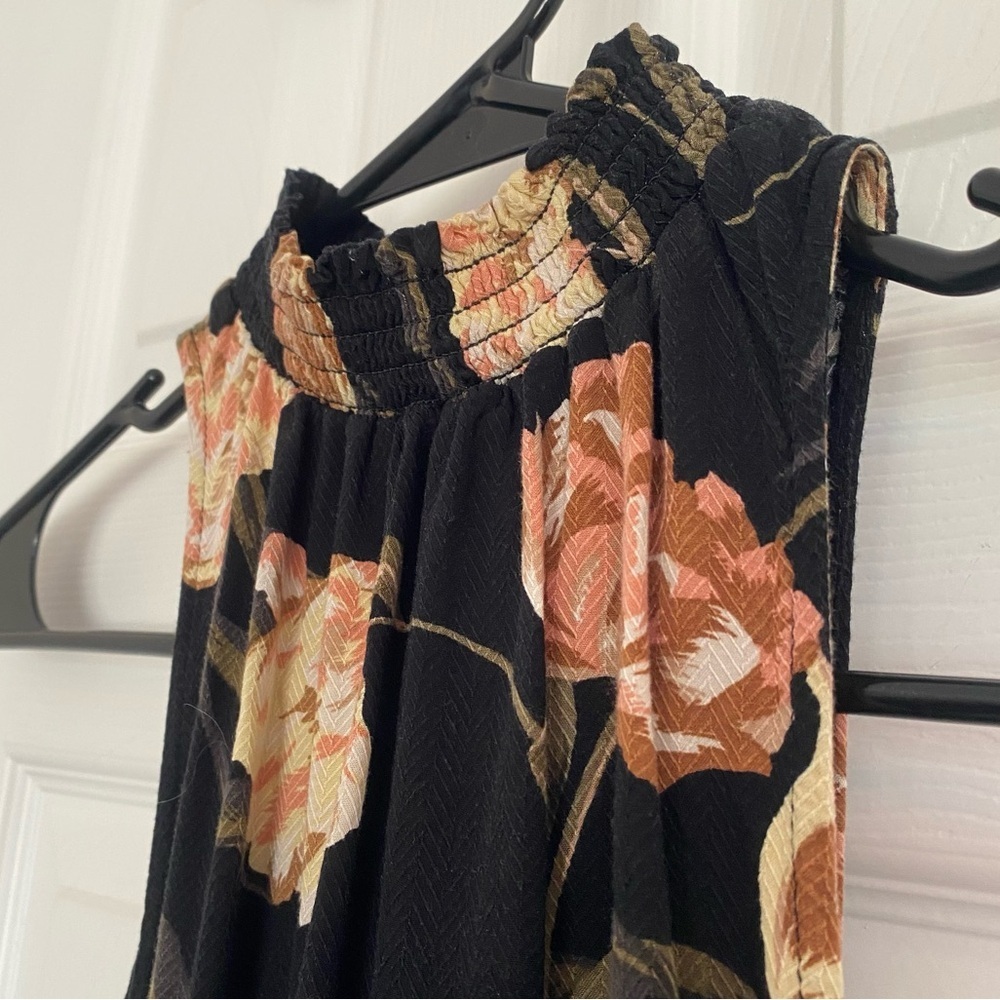 A NEW DAY Floral Sleeveless Mock neck Top Black and Pink Floral High Neck SZ S - Picture 2 of 7